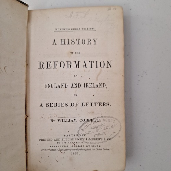 1851 History of Reformation in England & Ireland Letters William Cobbett Signed - Picture 15 of 16